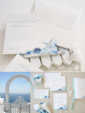 Matrimonio a tema mare Santorini - coordinato nozze